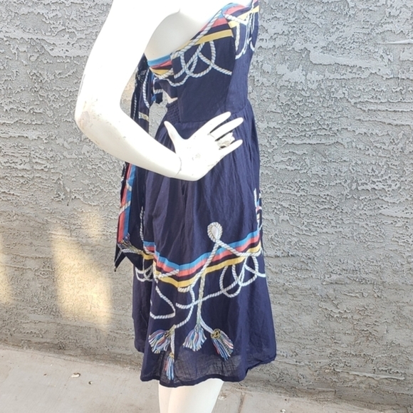 Wakana Koike Anthropologie Roped-In Dress Navy‎ Blue Strapless Nautical - Picture 10 of 11